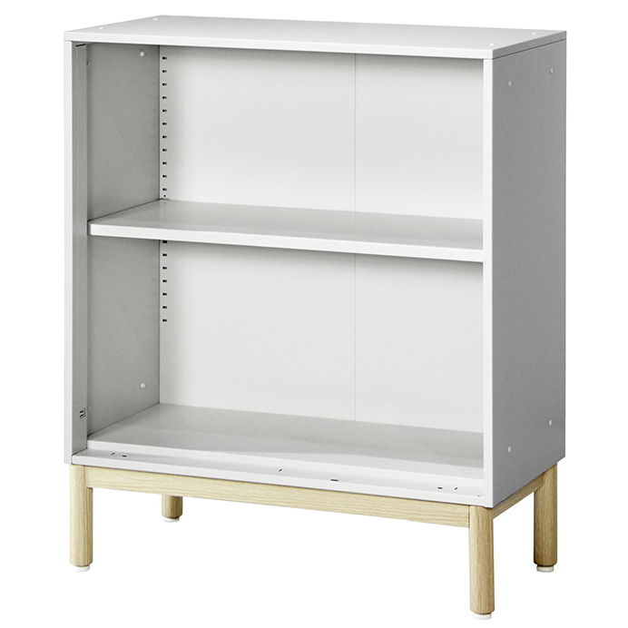 PREDONA スチールオープン書庫 2段 脚付き